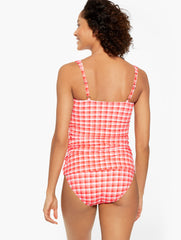 CORAL PEACH MULTI MIRACLESUIT® CABANA TANKINI - PICNIC PLAID | Talbots outlet