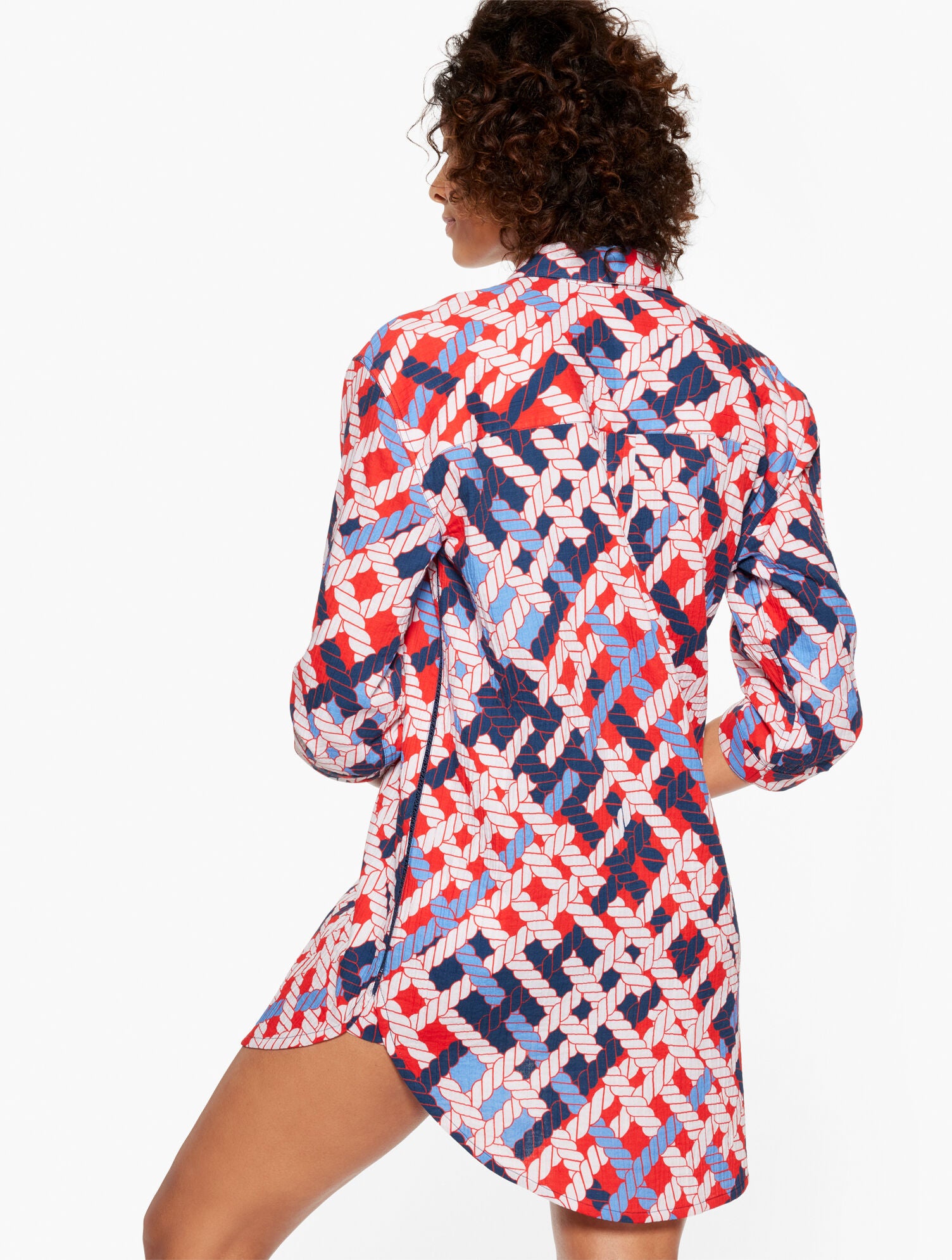 RED PEPPER MULTI AQUA CLUB GAUZE SHIRT COVER-UP - NAUTICAL VIBES | Talbots outlet