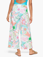 VIVID TURQUOISE MULTI AQUA CLUB GAUZE PANT COVER-UP - CÔTE D'AZUR | Talbots discount
