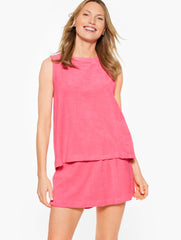INDIA INK|CAMELLIA ROSE AQUA CLUB TERRY TANK COVER-UP | Talbots US