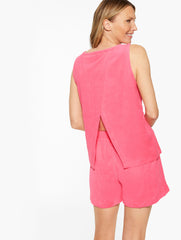 INDIA INK|CAMELLIA ROSE AQUA CLUB TERRY TANK COVER-UP | Talbots US