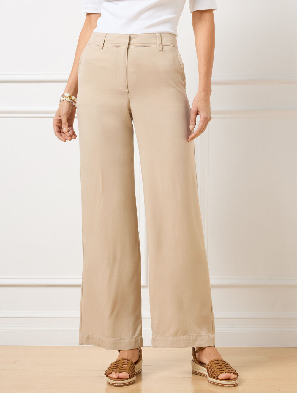 DEEP SEA BLUE|HOT CORAL|SOFT SAND|SPRING MOSS FLOWY WIDE ANKLE PANTS | Talbots discount