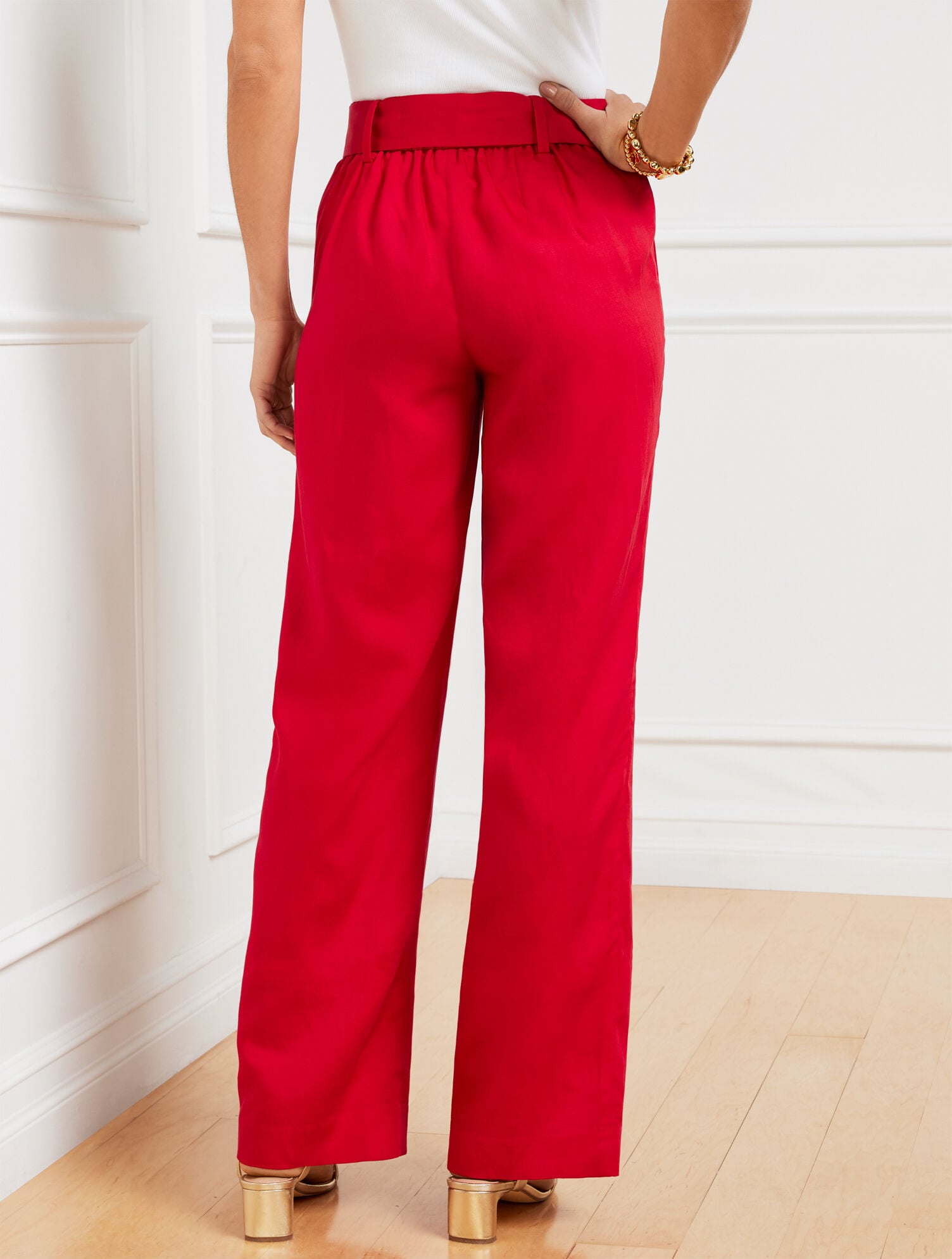 BLACK|RED POP WIDE LEG PULL-ON PANTS | Talbots discount