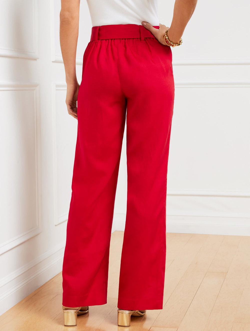 BLACK|RED POP WIDE LEG PULL-ON PANTS | Talbots discount
