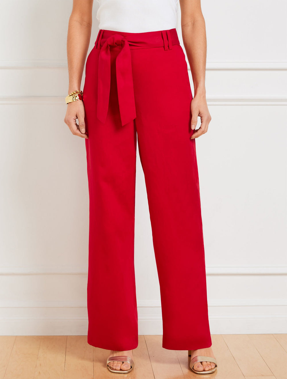 BLACK|RED POP WIDE LEG PULL-ON PANTS | Talbots discount