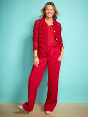 BLACK|RED POP WIDE LEG PULL-ON PANTS | Talbots discount