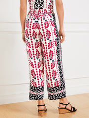 WHITE/BLACK MULTI WIDE CROP PULL-ON PANTS - GEOMETRIC PALM | Talbots sale