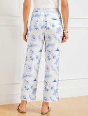 WHITE/BLUE WAVE STRAIGHT ANKLE PANTS - OCEAN FLORA | Talbots US