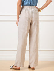 BEIGE/WHITE|MAJESTY BLUE/WHITE WIDE LEG WASHED LINEN PANTS - CROSS-DYED | Talbots outlet