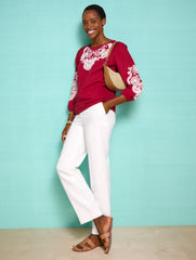 WHITE TALBOTS SOUTHAMPTON STRAIGHT LEG LINEN PANTS | Talbots sale