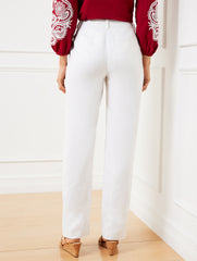 WHITE TALBOTS SOUTHAMPTON STRAIGHT LEG LINEN PANTS | Talbots sale