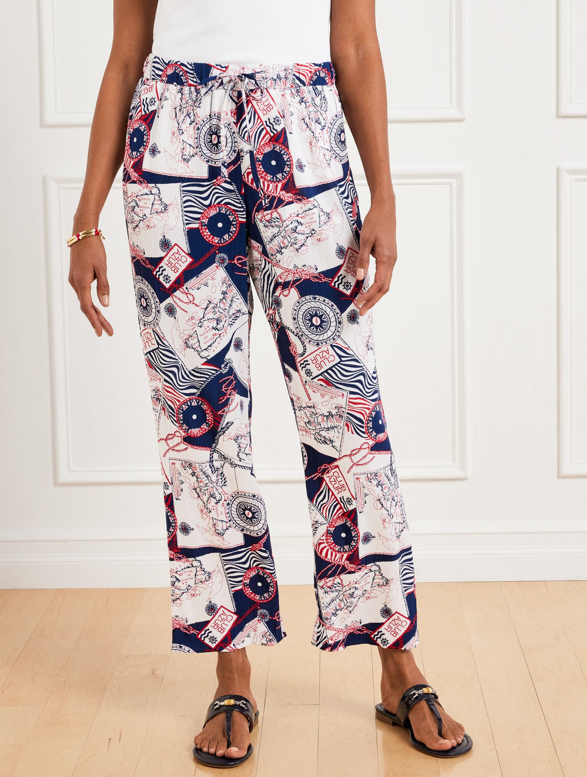 INDIA INK/RED POP STRAIGHT ANKLE PULL-ON PANTS - CÔTE D’AZUR | Talbots near me