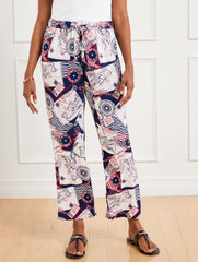 INDIA INK/RED POP STRAIGHT ANKLE PULL-ON PANTS - CÔTE D’AZUR | Talbots near me