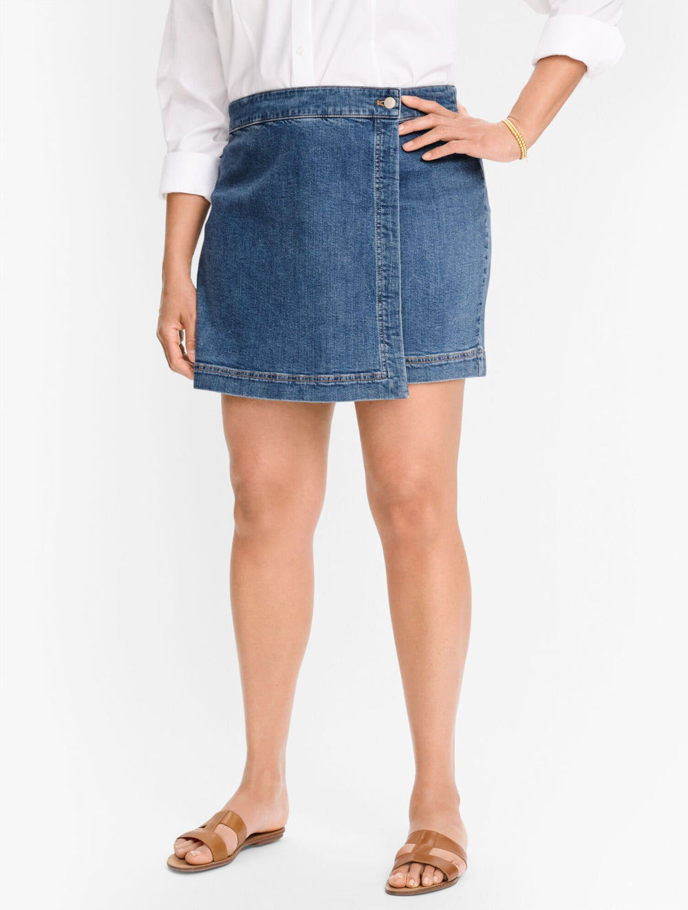 PLUS EXCLUSIVE SUMMERWEIGHT DENIM SKORT - ALESSIA WASH | Talbots US