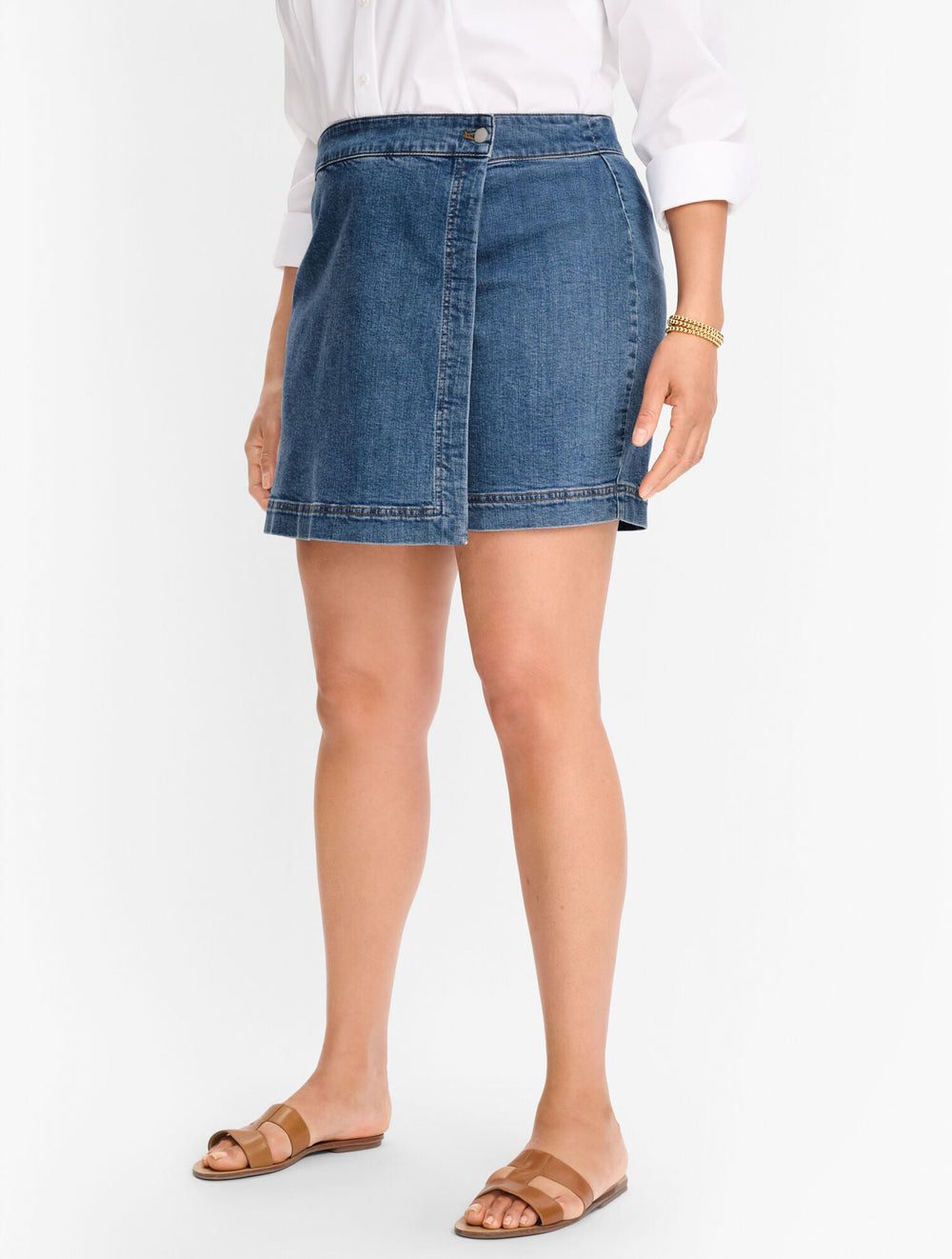 PLUS EXCLUSIVE SUMMERWEIGHT DENIM SKORT - ALESSIA WASH | Talbots near me