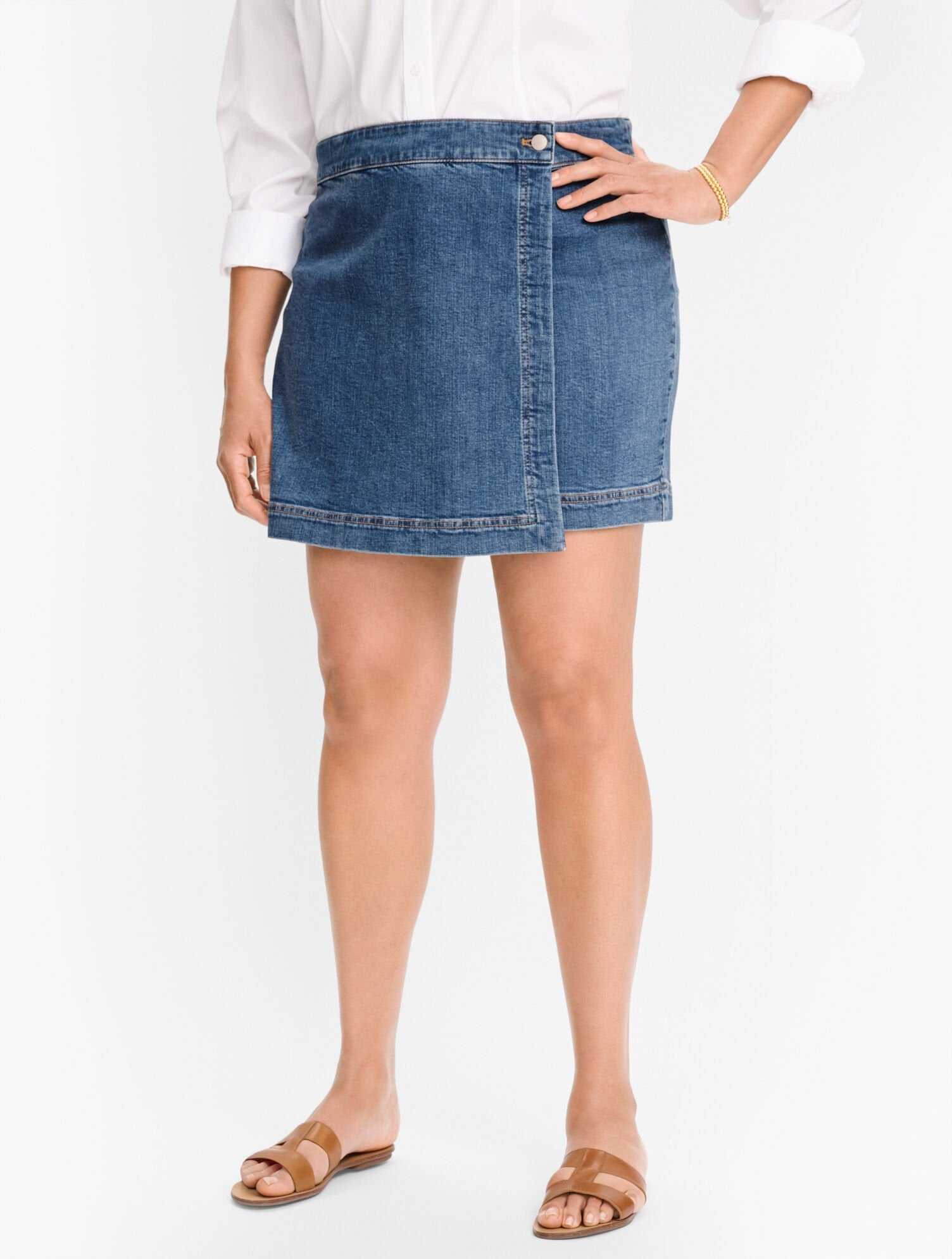 PLUS EXCLUSIVE SUMMERWEIGHT DENIM SKORT - ALESSIA WASH | Talbots near me