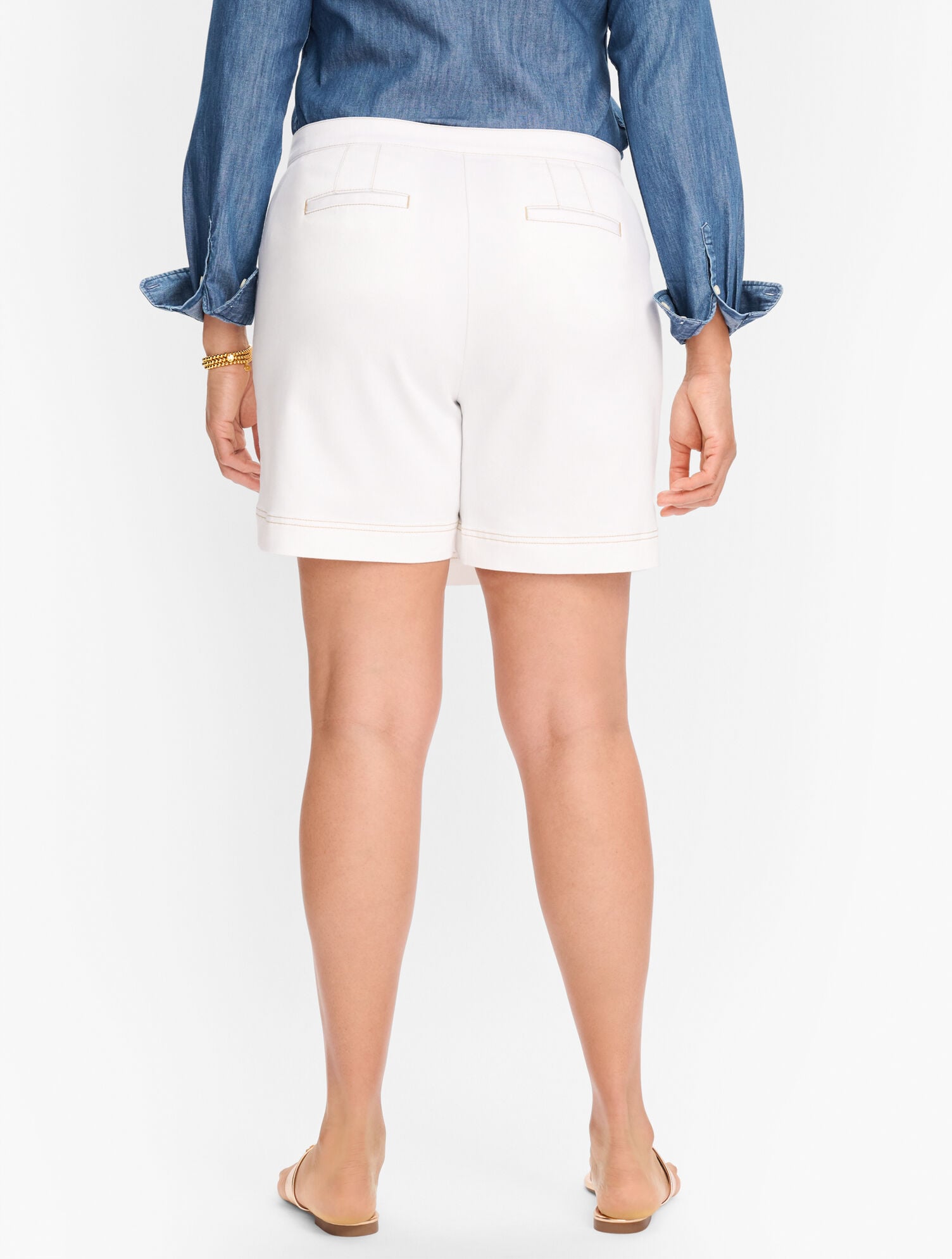 WHITE PLUS EXCLUSIVE SUMMERWEIGHT DENIM SKORT - WHITE | Talbots on sale