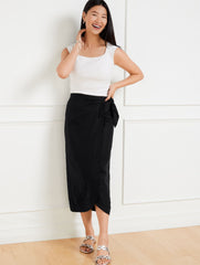 BLACK TULIP HEM LINEN MIDI SKIRT | Talbots near me