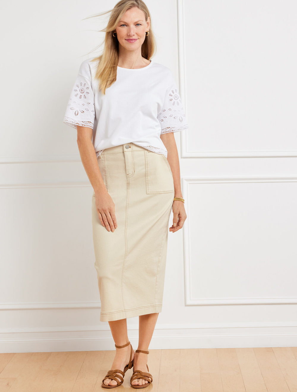 NATURAL DENIM MIDI SKIRT | Talbots for sale