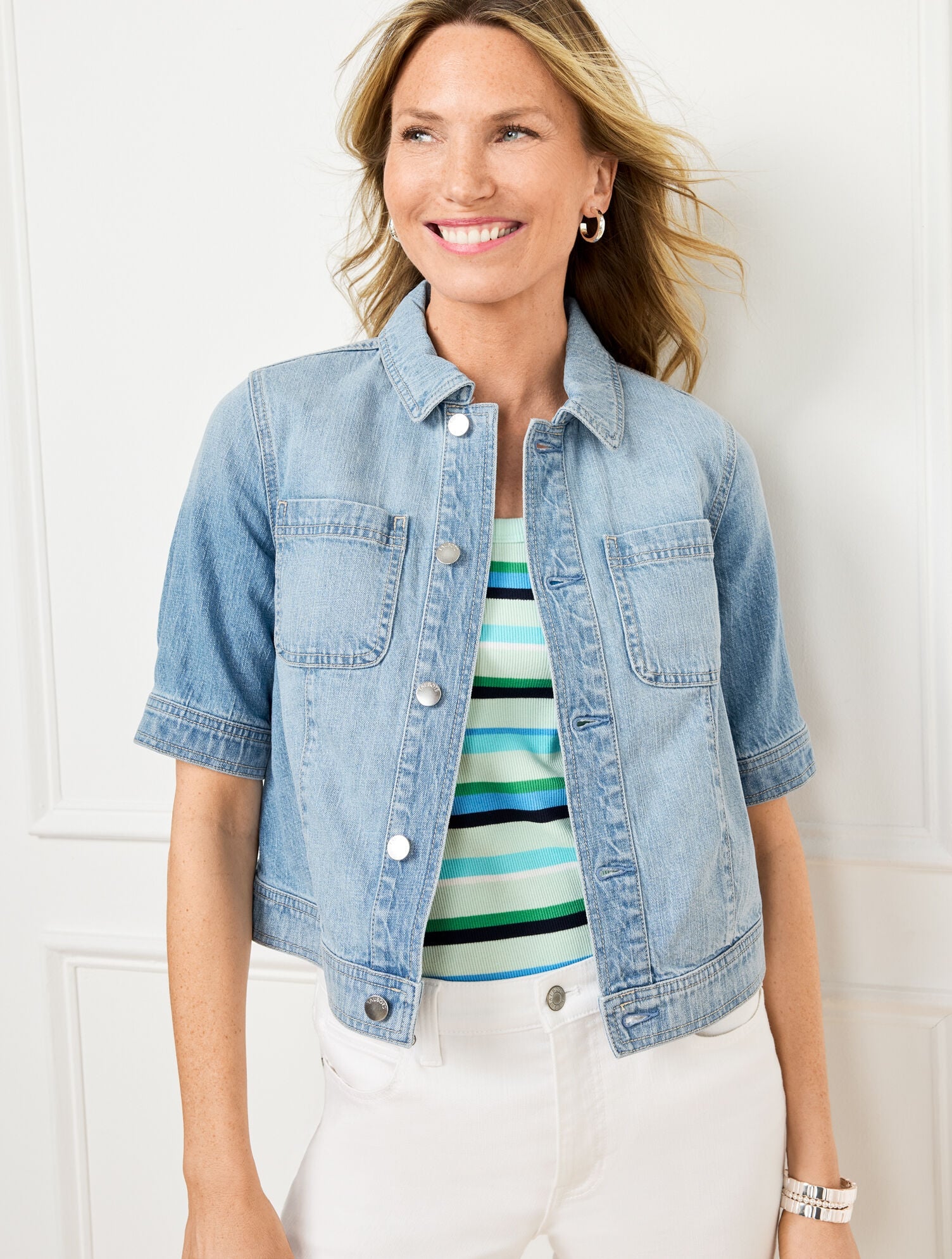 MEGHAN WASH SHORT SLEEVE JEAN JACKET - MEGHAN WASH | Talbots on sale