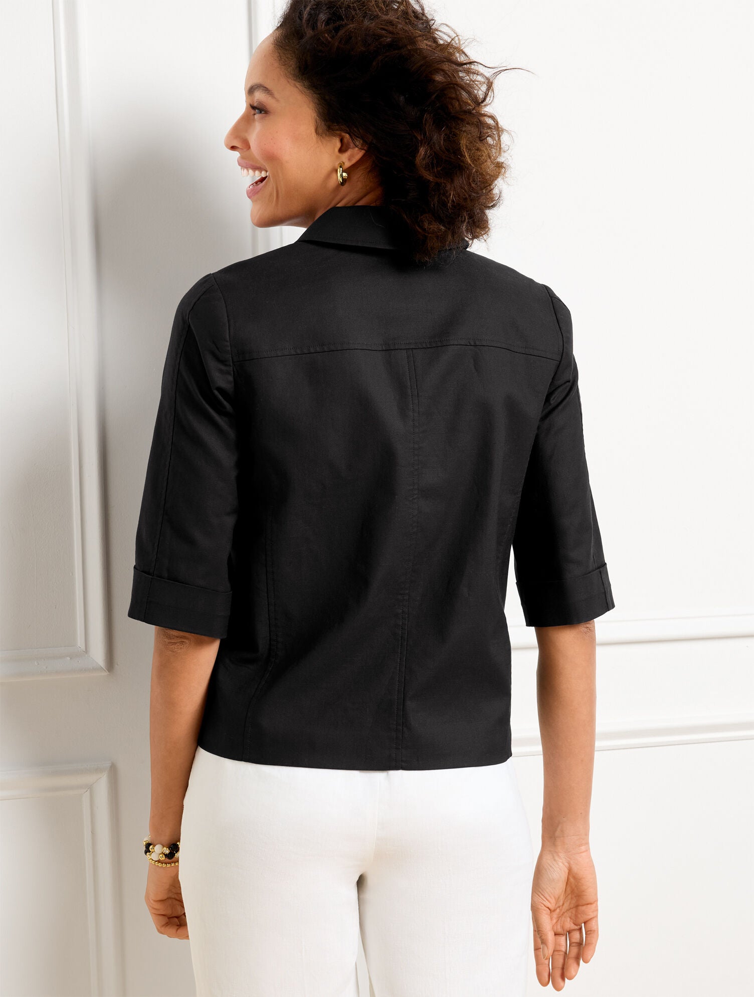 BLACK SLUB TWILL JACKET | Talbots discount
