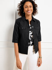 BLACK SLUB TWILL JACKET | Talbots discount