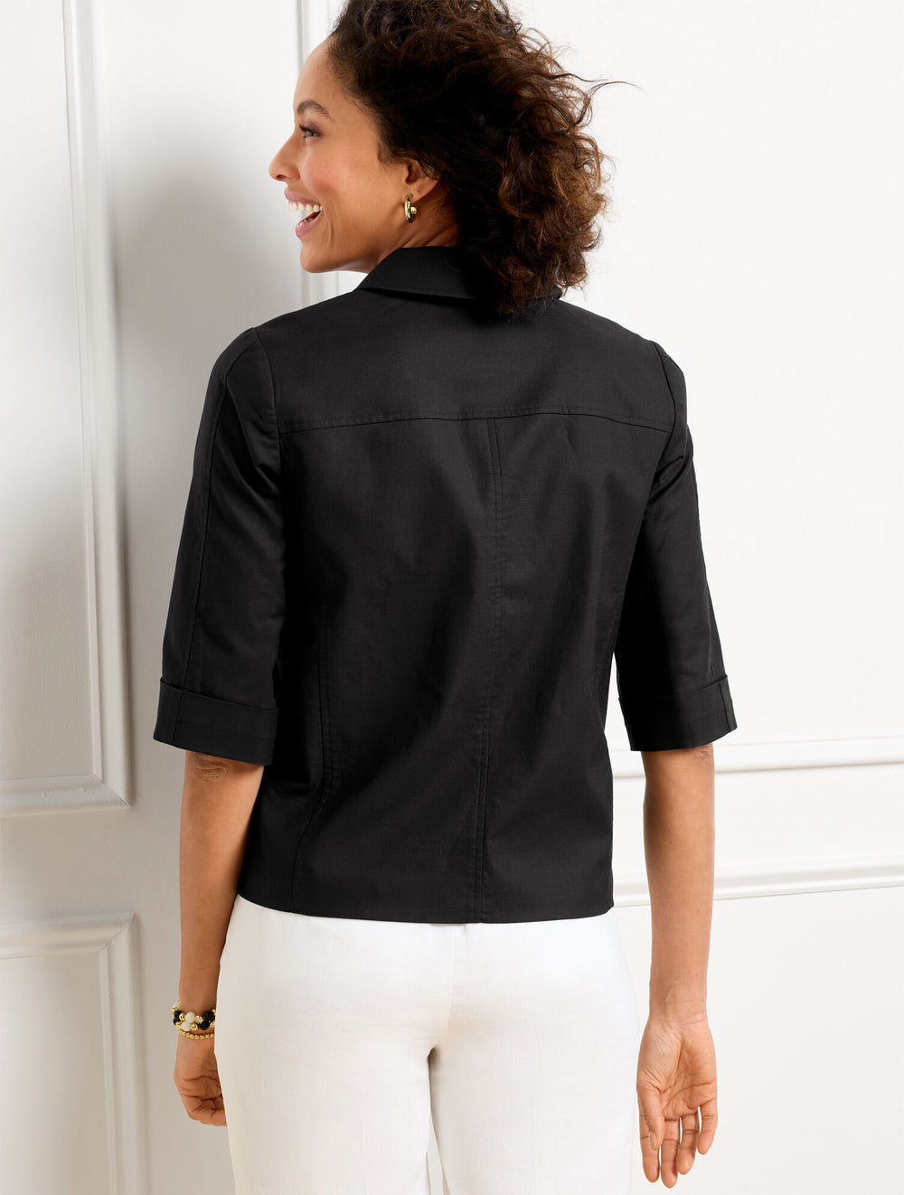 BLACK SLUB TWILL JACKET | Talbots discount