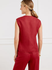 SANGRIA CLASSIC LINEN SHORT VEST | Talbots US