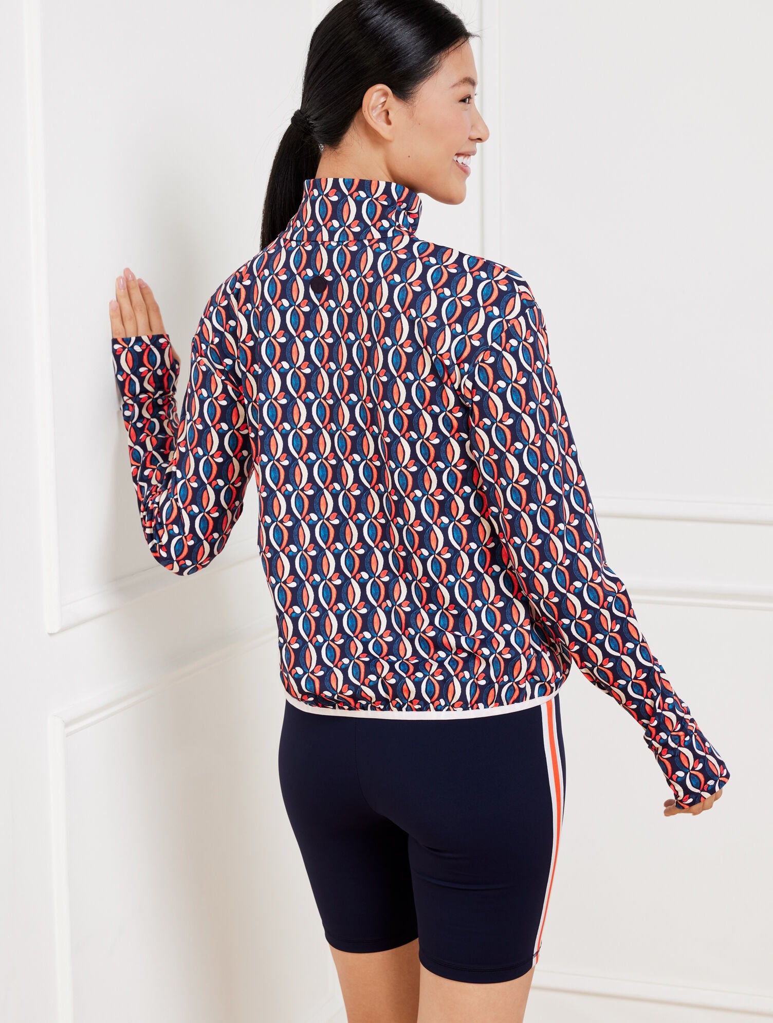 INDIA INK MULTI PERFORMANCE INTERLOCK HALF-ZIP PULLOVER - PINWHEEL GEO | Talbots near me