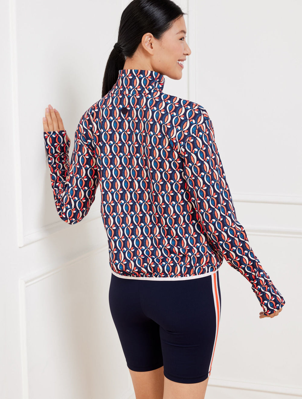 INDIA INK MULTI PERFORMANCE INTERLOCK HALF-ZIP PULLOVER - PINWHEEL GEO | Talbots near me