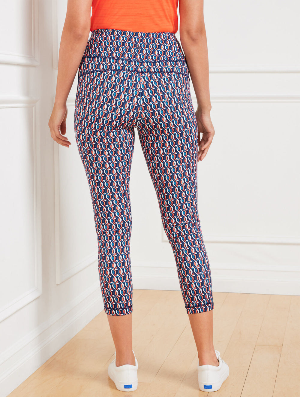 INDIA INK MULTI PERFORMANCE INTERLOCK CAPRI LEGGINGS - PINWHEEL GEO | Talbots near me