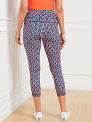 INDIA INK MULTI PERFORMANCE INTERLOCK CAPRI LEGGINGS - PINWHEEL GEO | Talbots near me