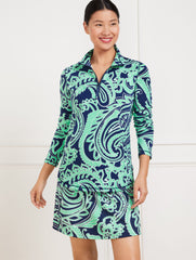 INDIA INK/LIGHT JADE MODAL FRENCH TERRY HALF-ZIP PULLOVER - IMPRESSIVE PAISLEY | Talbots outlet