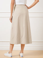 OAT LIGHTWEIGHT WOVEN STRETCH MIDI SKIRT - LASER CUT | Talbots outlet