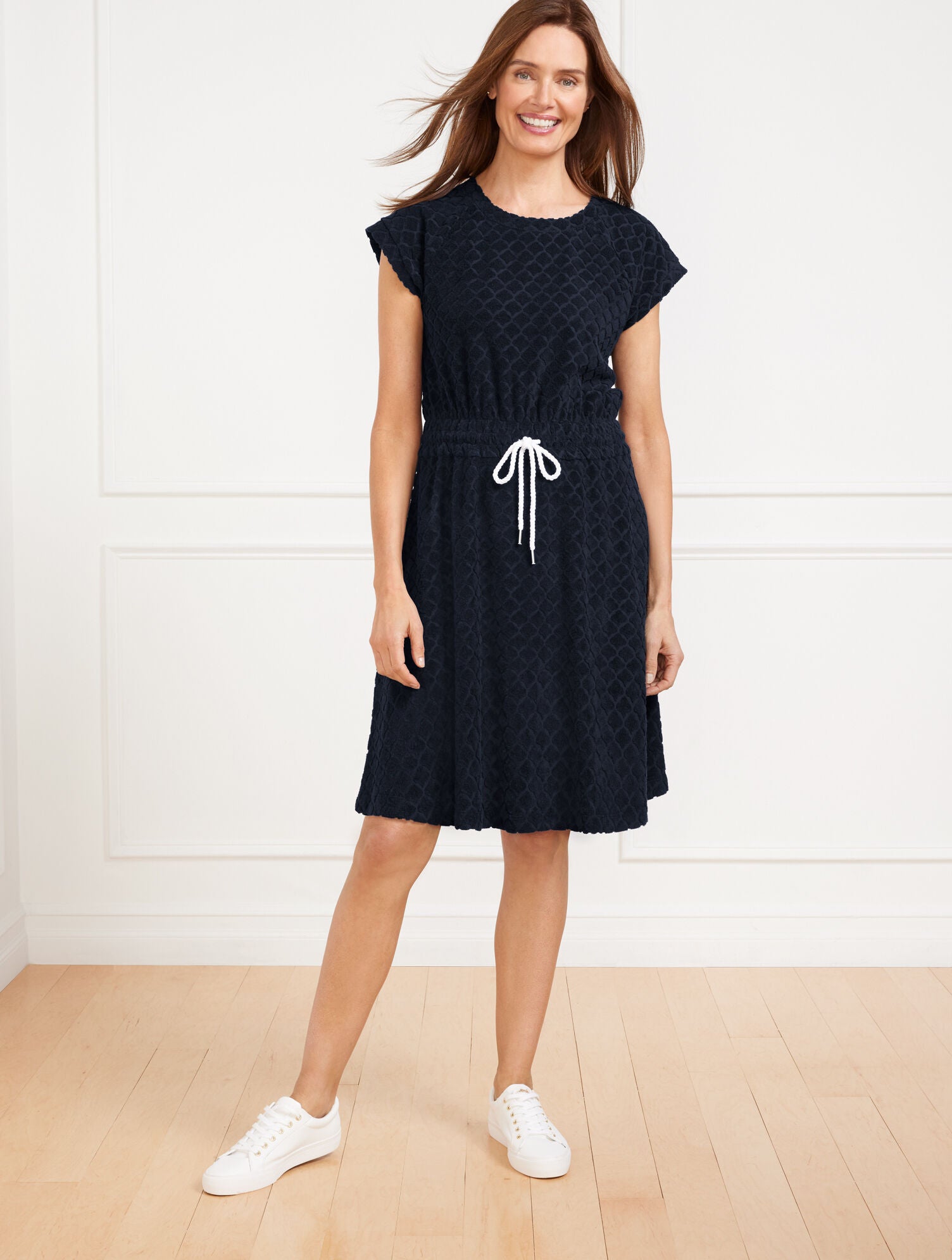 INDIGO BLUE TOWEL TERRY T-SHIRT DRESS - SEASHELL | Talbots near me