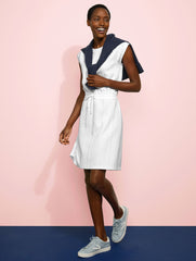 PINK LEMONADE|WHITE CREWNECK T-SHIRT DRESS - CABLE JACQUARD | Talbots for sale