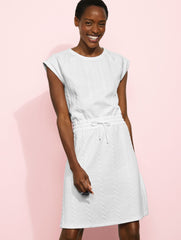 PINK LEMONADE|WHITE CREWNECK T-SHIRT DRESS - CABLE JACQUARD | Talbots for sale