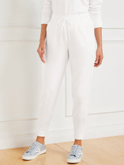 PINK LEMONADE|WHITE MODAL FRENCH TERRY CLASSIC EMBROIDERED CREST JOGGERS | Talbots outlet