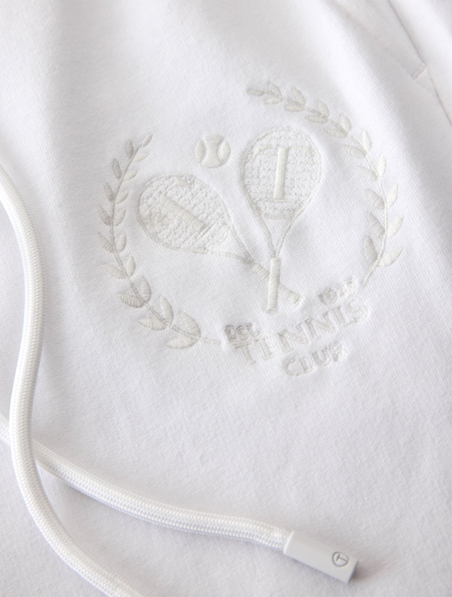 PINK LEMONADE|WHITE MODAL FRENCH TERRY CLASSIC EMBROIDERED CREST JOGGERS | Talbots outlet