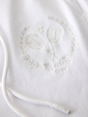 PINK LEMONADE|WHITE MODAL FRENCH TERRY CLASSIC EMBROIDERED CREST JOGGERS | Talbots outlet