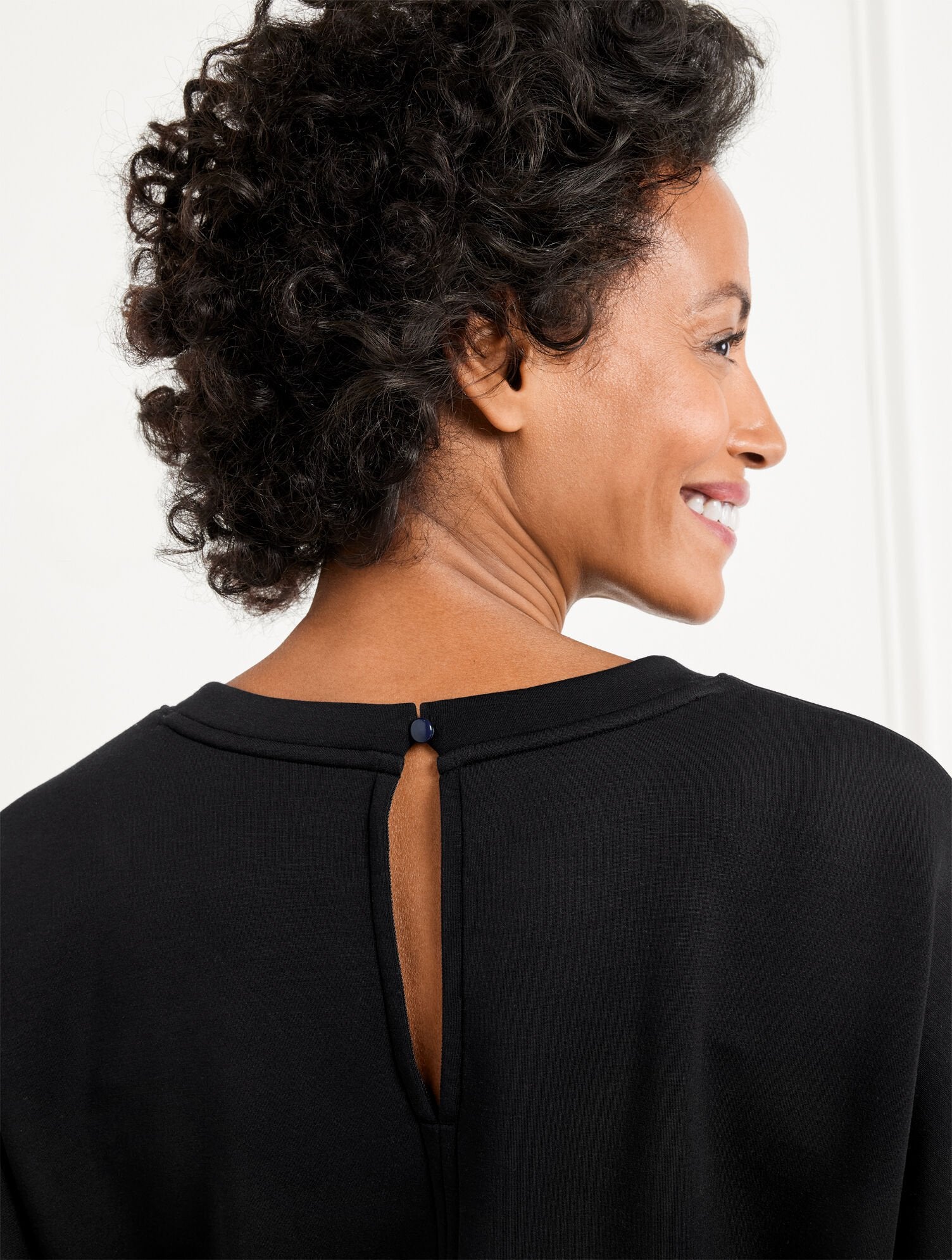 BLACK AIRKNIT STRETCH CREWNECK JUMPSUIT | Talbots online