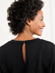BLACK AIRKNIT STRETCH CREWNECK JUMPSUIT | Talbots online