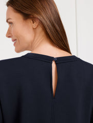 BLACK AIRKNIT STRETCH CREWNECK JUMPSUIT | Talbots online