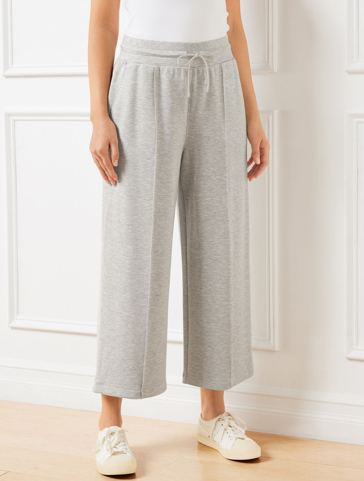 GREY SKY HEATHER AIRKNIT STRETCH WIDE CROP PANTS - GREY SKY HEATHER | Talbots online