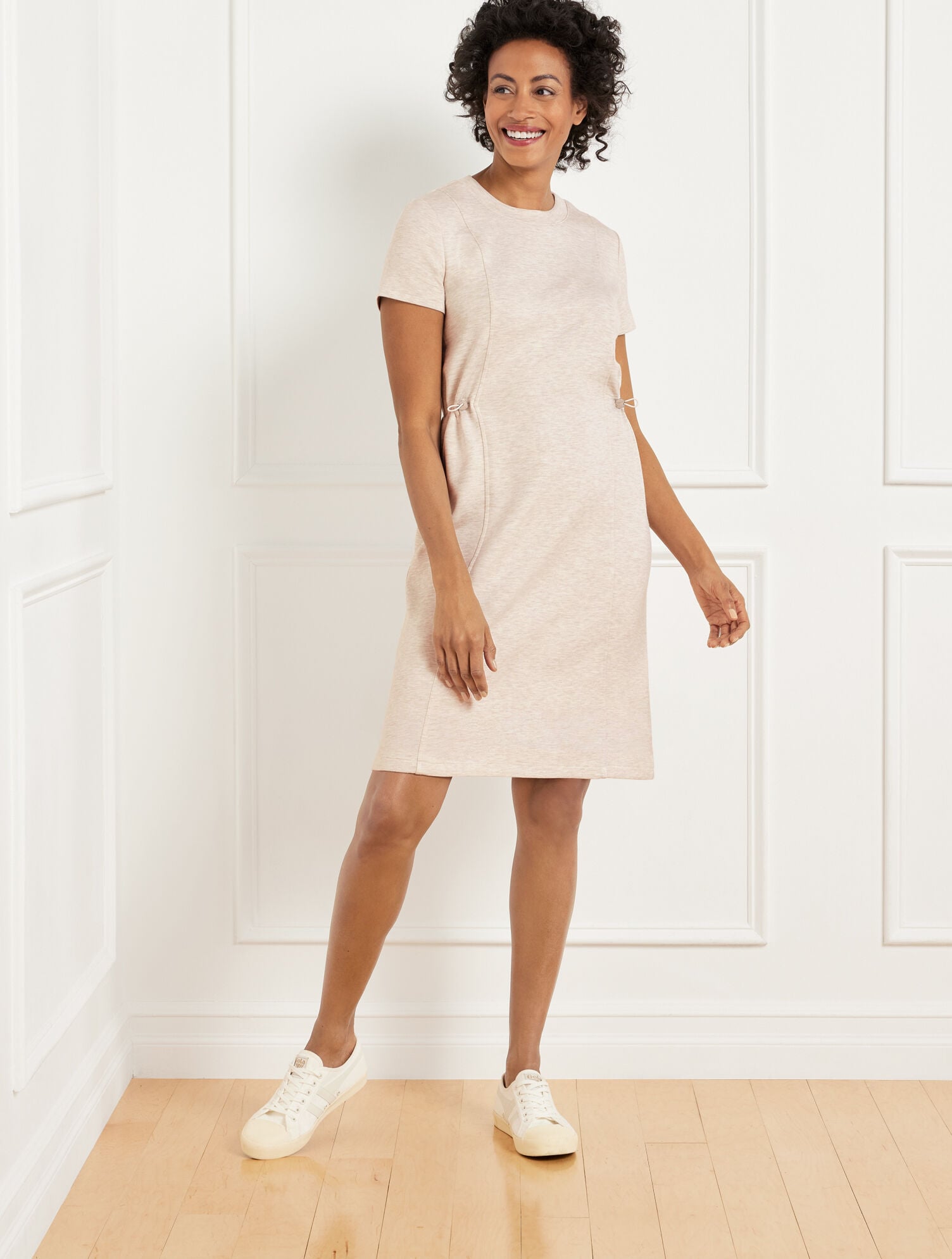 ALABASTER HEATHER AIRKNIT STRETCH BUNGEE WAIST DRESS | Talbots on sale