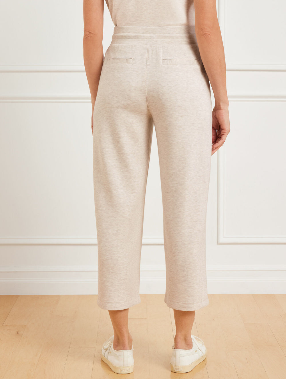 ALABASTER HEATHER|DUSTY MOCHA HEATHER AIRKNIT STRETCH WIDE CROP PANTS - HEATHERED | Talbots outlet