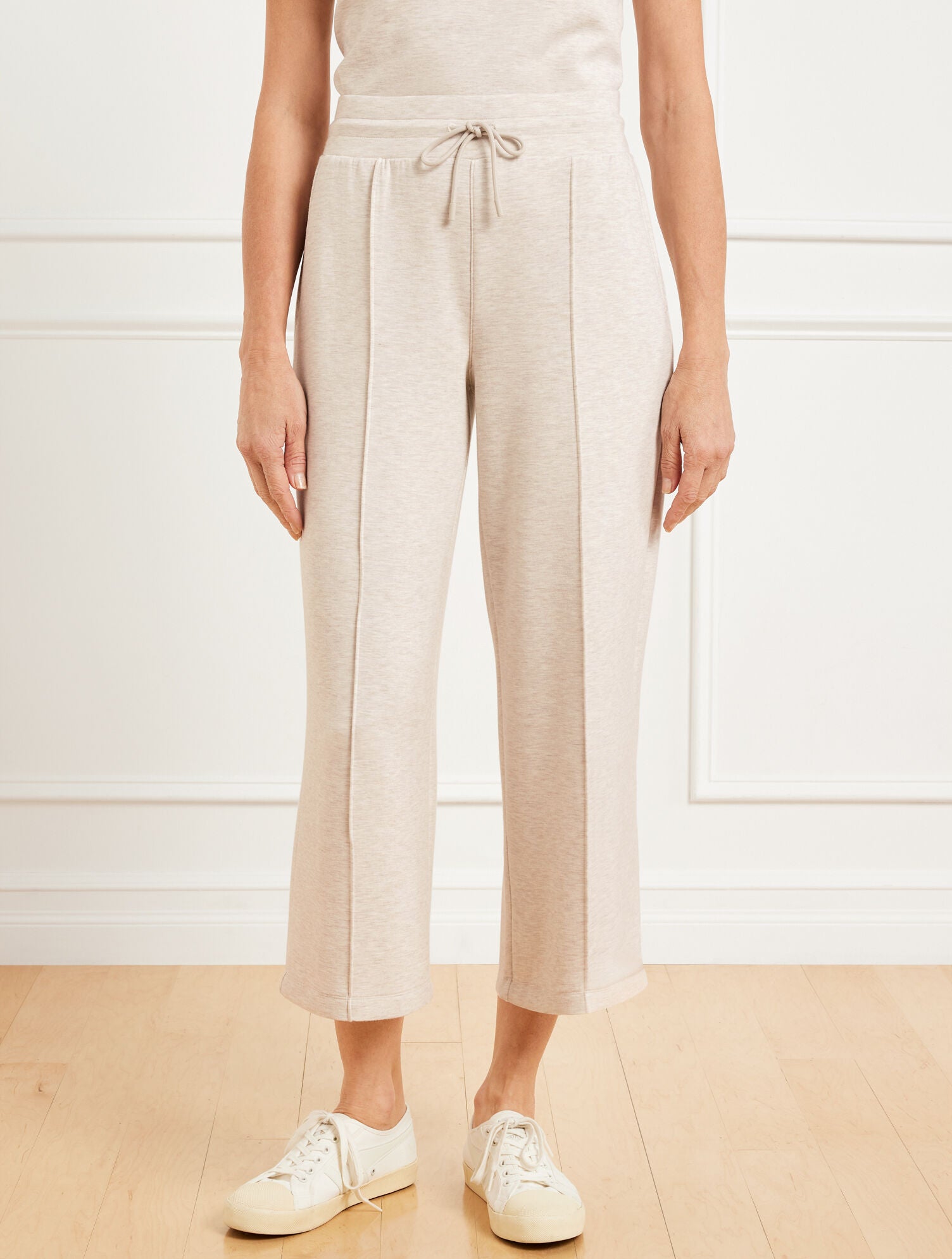 ALABASTER HEATHER|DUSTY MOCHA HEATHER AIRKNIT STRETCH WIDE CROP PANTS - HEATHERED | Talbots outlet