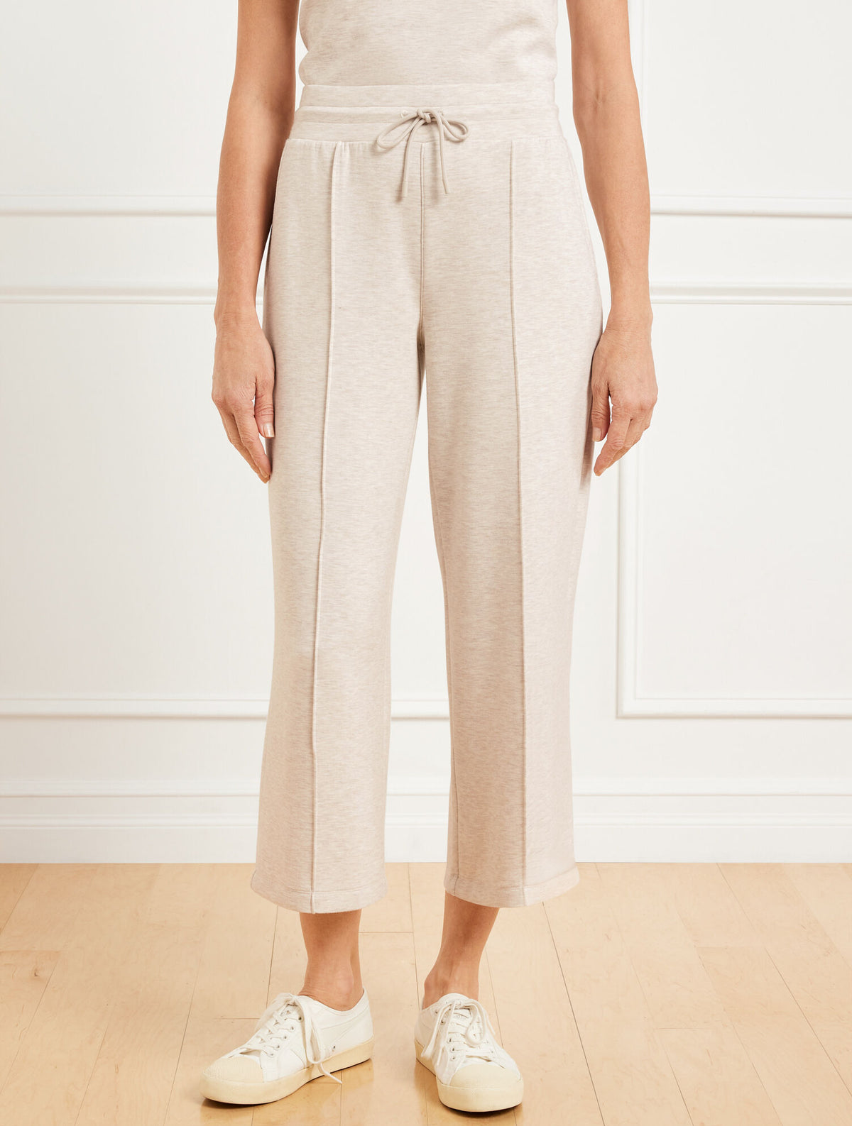 ALABASTER HEATHER|DUSTY MOCHA HEATHER AIRKNIT STRETCH WIDE CROP PANTS - HEATHERED | Talbots outlet