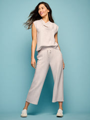 ALABASTER HEATHER|DUSTY MOCHA HEATHER AIRKNIT STRETCH WIDE CROP PANTS - HEATHERED | Talbots outlet