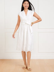 TIE WAIST MIDI DRESS - MEDALLION FLORAL EYELET | Talbots on sale